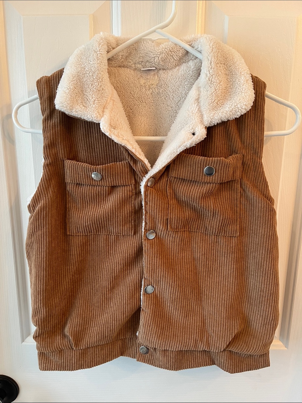 Kids Corduroy Sherpa-Lined Vest - Brown